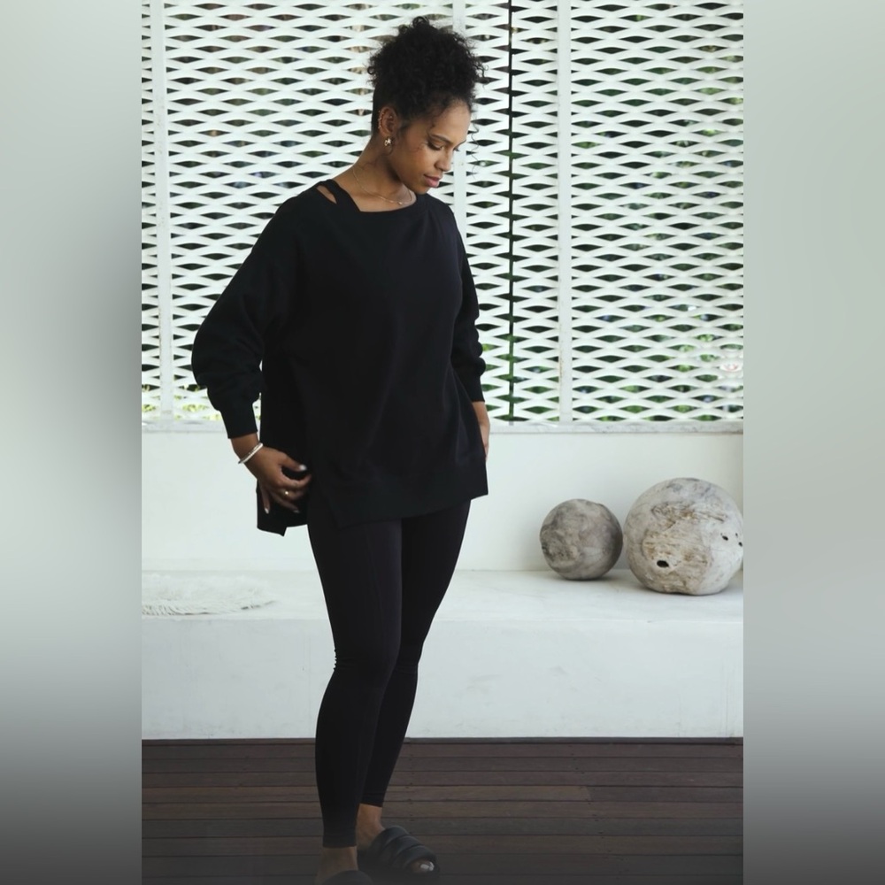 Fabletics Cozy Fleece Oversized Sweatshirt | S | NWT | Black - Picture 2 of 9